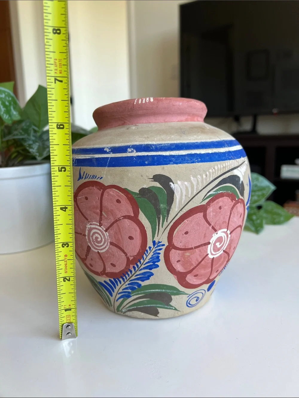 Vintage Mexican Pottery Vase Floral Handmade - Picture 12 of 14